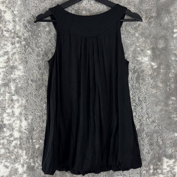 Cynthia Rowley Size S Beaded Stretch Sleeveless Top Black Pullover Blouse Scoop - Picture 3 of 8